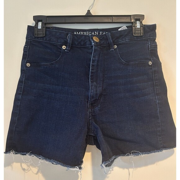 American Eagle Shorts Womens Sz 8 Super Stretch Blue Denim Cut Off - Excellent - Picture 1 of 5